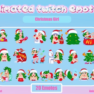 Animated Christmas Girl Emotes: Twitch & Discord Pack (20 Emotes)
