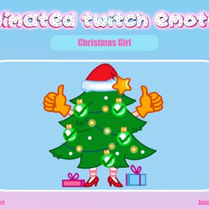 Animated Emote Merry Christmas Girl for - Twitch and Discord! Animated Emotes for streaming - GIF