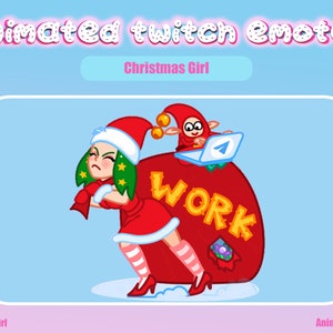 Merry Christmas Girl Animated Emote: Twitch/Discord GIF (512x512)