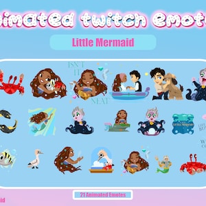 Animated Twitch Emote Little Mermaid for Twitch and Discord! Animated Emotes for streaming