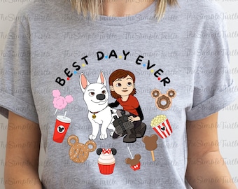 Camiseta "El mejor día de Disney", "Bolt y Penny", "Vacaciones con bocadillos de Disney", "El mejor día de Disney", "Viaje familiar", "Amigos de Disney"