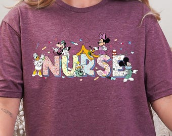 Nurse Shirt, Disney Characters Themed, Disney Nurse Shirt, Mickey And Friends, Nurse Gift Shirt, Nurse Mickey Mouse, Nurse Minnie Mouse,