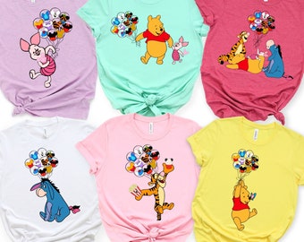 Winnie The Pooh Balloon Shirts, Disney Pooh Shirts, Pooh Sweatshirts, Pooh Kids Tees, Pooh Infant Suits, Pooh Crop Tees