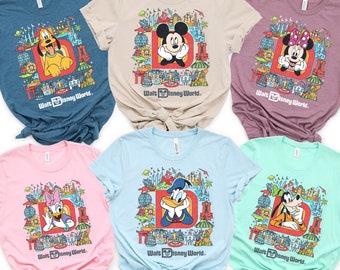 Disney Vintage World Tour Shirts, Disney Matching Shirts, Epcot Shirts, Mickey Mouse Shirts, Walt Disneyworld Shirts, Disney Retro Tees