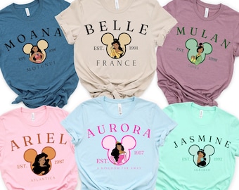 Disney African American Princess Tee, Black Princess Shirts, Black Princess Group Shirts, Black Ariel Shirt, Tiana Shirt, Gift for her