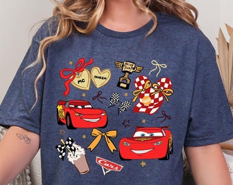 Coquette Bow Cars Shirt, Disney Cars Shirt, Coquette Bow Themed, McQueen Shirt, Cars Movie Lightning Mcqueen, Disney Cars McQueen Shirt