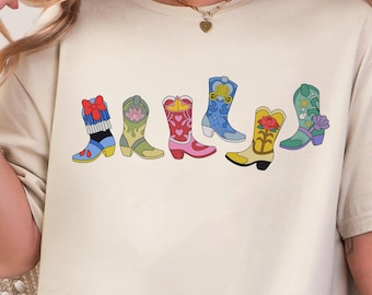 Princess Cowboy Girl Shirt, Cowgirl Boots Shirt, Western Themed Shirt, Country Concert Shirt, Snow White, Ariel, Tiana, Belle, Cinderella
