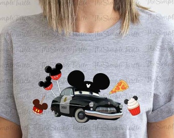 Disney Cars Movie Sheriff of Radiator Springs With Mickey Ears Shirt, Disney Snacks Travel Shirt, Disney Cars Gift Tee, Pixar Cars Movie Tee