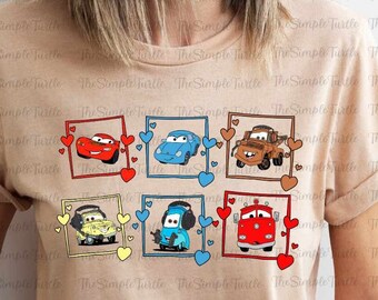 Disney Cars Lightning McQueen and Sally Carrera Shirt,Mater,Luigi,Guido,Fire Truck,Disney Cars Movie Gift Shirt, Disney Trip Shirt ,Gift Tee