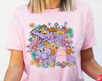 Disney Dragon Figment Shirt, Floral Disney World Figment Shirt, EPCOT Journey into imagination Mascot, Disney Travel Shirt, Disneyland Shirt
