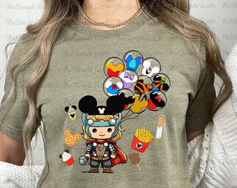 Camisa de bocadillos de Thor, camisa de Thor de Marvel, camisa de Thor de Disney, camisa de globos de Thor, camisa de bocadillos de Disney, camisa de adultos de Disney, camisetas de regalo de Disney