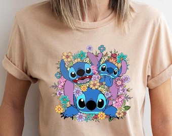 Floral Stitch Shirt, Lilo & Stitch Movie,Disney Stitch Tee,Stitch Themed Shirt,Stitch Gift Shirt, Disneyworld Shirt