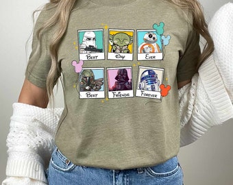 Camisa de Star Wars Best Day Ever Best Friends Forever, camiseta de regalo de Disney Star Wars, personajes de Star Wars Yoda, R2-D2, camisa BB-8, camiseta de viaje de Disney