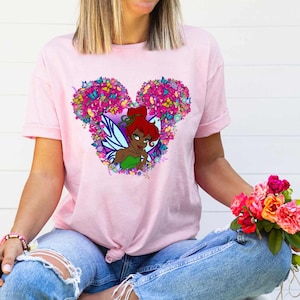 Disney Fairy Tinker Bell With Floral Mickey Ears Shirt,Disney Fairy Gift Shirt,Fairy Magical Shirt,Disney Fairies Shirt,Disney Pixie Hollow