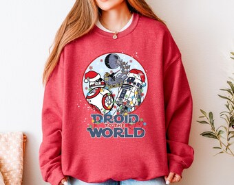 Camiseta navideña de Star Wars: Camiseta navideña de R2D2 Droid to the World