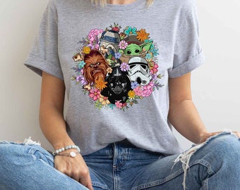 Floral Star Wars Characters Shirt: Movie Tee Gift
