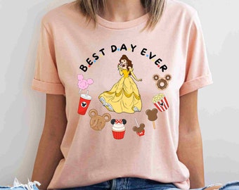 Camisa de Disney Princess Belle Best Day Ever, camisa de bocadillos de Disneyland, camisa de La Bella y la Bestia, vacaciones de Disney con Bella, camisa de regalo de Bella