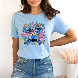 Floral Stitch Shirt, Lilo & Stitch Movie,Disney Stitch Tee,Stitch Themed Shirt,Stitch Gift Shirt, Disneyworld Shirt zdjęcie 2