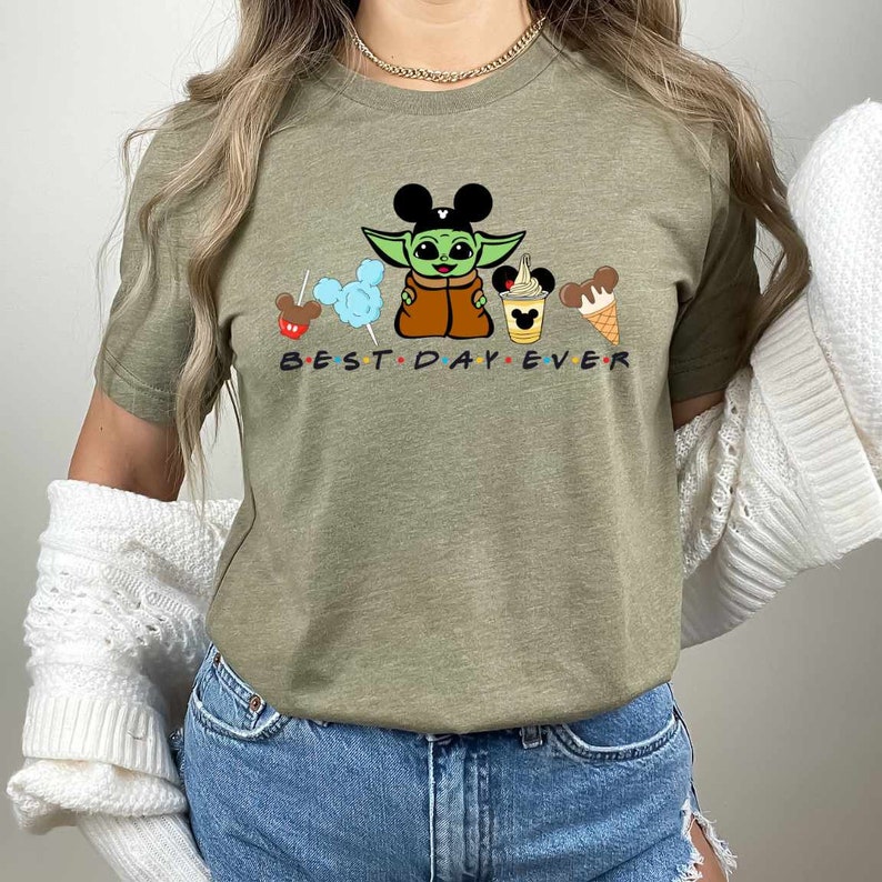 Camiseta de Disney Baby Yoda, Camiseta Disney Best Day Ever, Camiseta Disney Star Wars Yoda, Orejas de Mickey, Camiseta de snacks de Disney World, Camiseta de viajes de Disney imagen 2