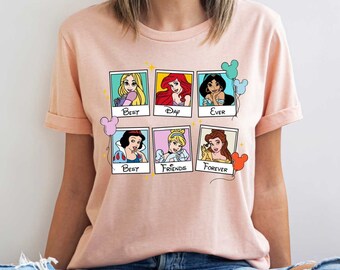 Disney Princesses Rapunzel Ariel and Jasmine Best Day Ever Shirt, Snow White Cinderella Belle Best Friends Forever Shirt, Disney Gift Tee
