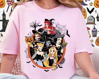 Disney Halloween Themed Shirt, Disney Princesses Tee, Halloween Princesses, Disney Witch Princesses, Ariel, Belle, Snow White, Cinderella