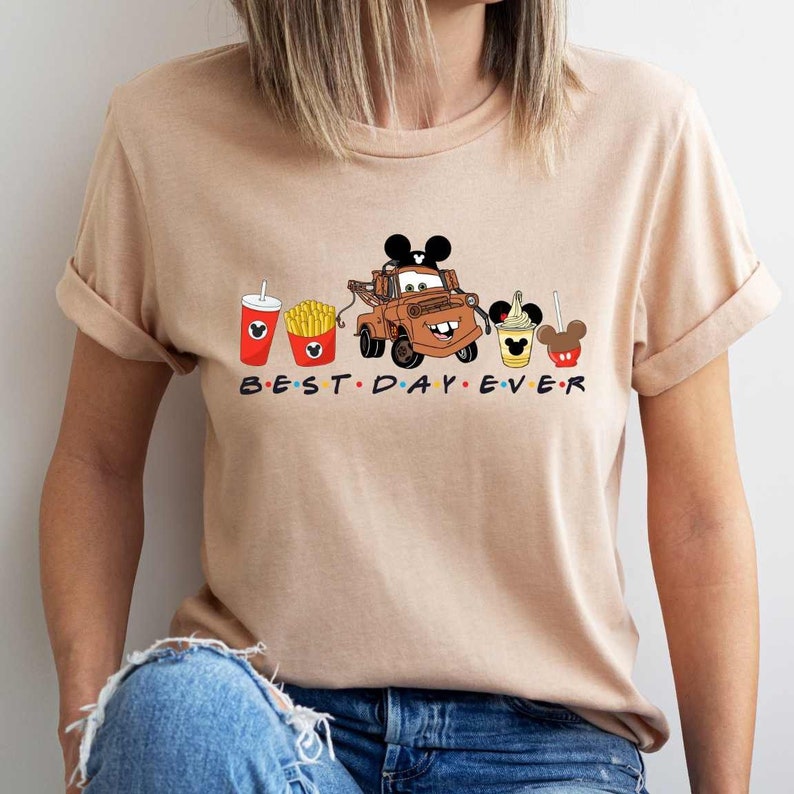 Mater Best Day Ever Shirt, Cars Movie Shirt, Disneyland Snacks Shirt, Disney Trip Tee, Mater With Mickey Ears, Disney Pixar Cars Movie Mater image 1