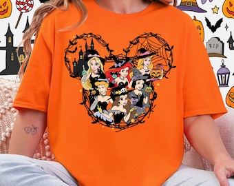 Halloween Princesses Shirt, Disney Halloween Tee, Disney Witch Princesses, Rapunzel, Ariel, Aurora, Cinderella, Belle, Snow White