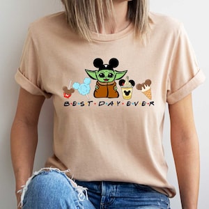 Camiseta de Disney Baby Yoda, Camiseta Disney Best Day Ever, Camiseta Disney Star Wars Yoda, Orejas de Mickey, Camiseta de snacks de Disney World, Camiseta de viajes de Disney imagen 1