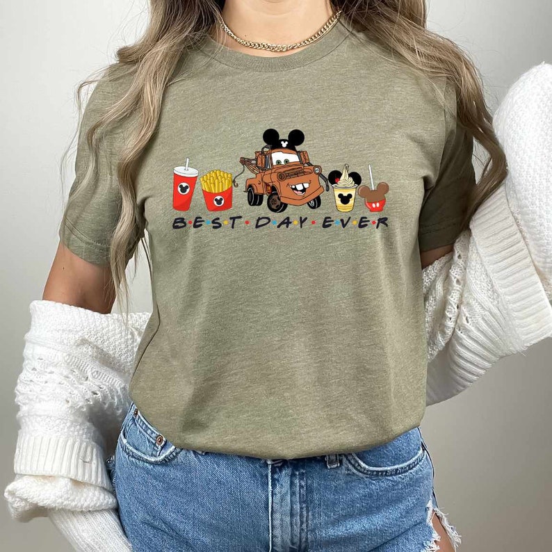 Mater Best Day Ever Shirt, Cars Movie Shirt, Disneyland Snacks Shirt, Disney Trip Tee, Mater With Mickey Ears, Disney Pixar Cars Movie Mater image 3