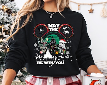 May The Magic Be With You Christmas Shirt, Disney Star Wars Tee, Holiday Family Sweatshirt, Youth Toddler Adult Hoodie