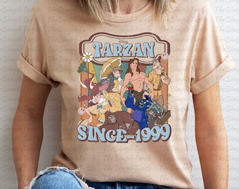 Camiseta vintage de Tarzán y Jane: Celebrando la magia de 1999, la camiseta definitiva para un viaje a Disney, Aventuras en Animal Kingdom