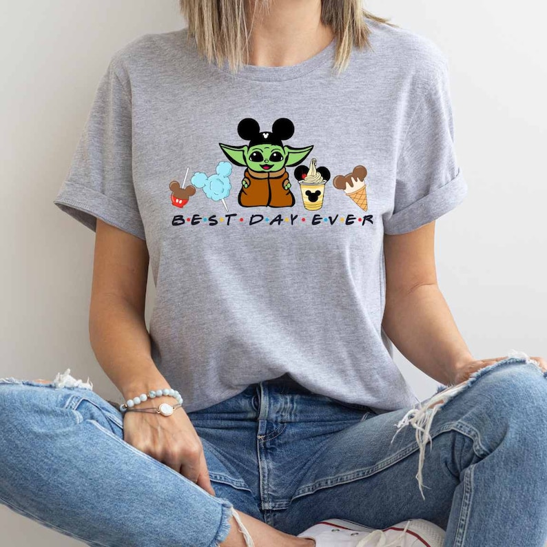 Camiseta de Disney Baby Yoda, Camiseta Disney Best Day Ever, Camiseta Disney Star Wars Yoda, Orejas de Mickey, Camiseta de snacks de Disney World, Camiseta de viajes de Disney imagen 3
