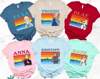 Disney Frozen Matching Shirt, Disney Frozen Characters Vintage Group Shirts, Frozen Elsa Anna Olaf Hans Kristoff Group and Matching Shirts