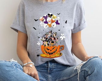 Disney Princess Halloween Shirt, Disney Pumpkin Shirt, Pumpkin Tea Cup Shirt, Disney Princesses Halloween Themed Pumpkin Tea Cup Shirt