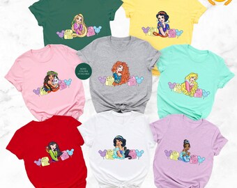 Disney Princess Matching Shirt, Disney Princesses with Snacks, Disney Princess Group Shirts, Belle Tiana Mulan Merida Moana Aurora Ariel ...