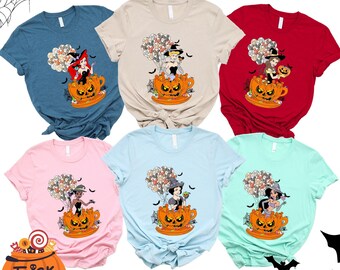 Disney Halloween Matching Tea Cup Shirt, Princess Matching Halloween Pumpkin Tea Cup Shirt, Disney Princess Halloween Group Shirts