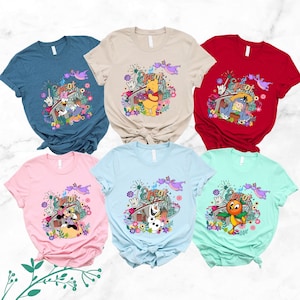 Disney Epcot Mickey and Friends Shirt, Epcot Matching Shirt,Orange Bird Mickey Dragon Figment Olaf Piglet Donald Daisy Tiger Pooh Eeyore