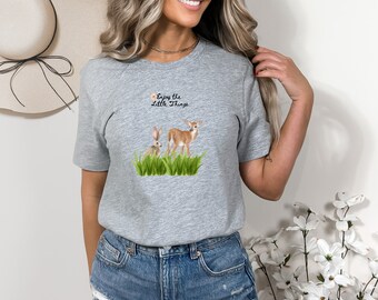 Enjoy The Little Things Deer Shirt, Inspirational Spring Tee