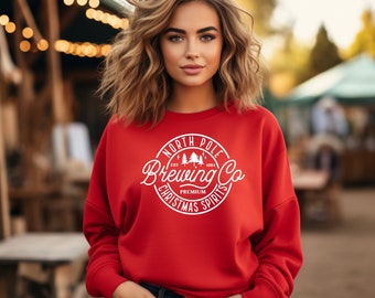 Christmas Brewing Sweater,Christmas Drinking Sweater,North Pole Brewing Sweater,Cute Xmas Sweater,Unisex Christmas Crewneck,Northpole