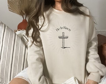 He Is Risen Shirt,He isPassover Sweater,Cross Crewneck,Cross Easter Shirt,JesusCrewneck,Spirited,Easter Ugly Sweater Shirt