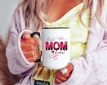 Floral "Mom" Coffee Mug, Mother's Day Ceramic Gift