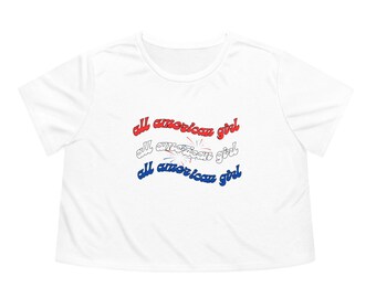 American Girl Shirt,USA Shirt,July 4th Shirt,Crop Top,Red White Blue Shirt,USA Cropped Tshirt,Independence Shirt,Retro Shirt,Retro Design