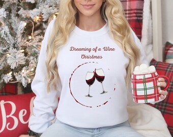 Wine Christmas Sweatshirt, Wine Glasses Graphic, Holiday Gift