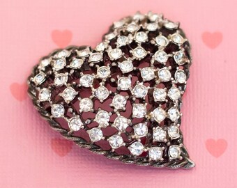 Broche Vintage Cœur Strass - Occasion, élégante, Parfaite Pour Personnaliser Une Tenue