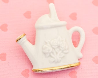 Vintage White Watering Can Brooch by Lenox - X1