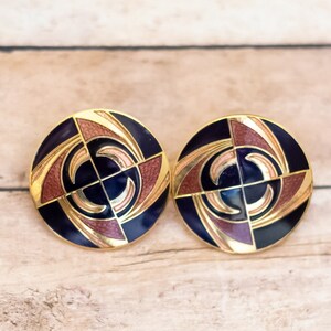 Vintage Cross Abstract Spiral Illusion Gold Tone Stud Earrings - X23