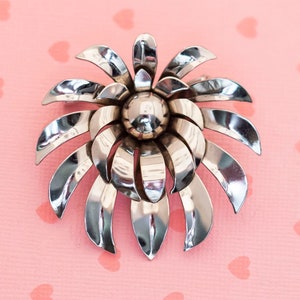 Vintage Coconut Fierce Silver Tone Brooch - X3