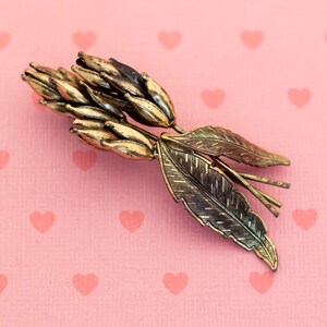 Vintage Jugendstil Blumen Gold Ton Schöne Brosche - X15