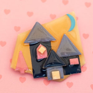 Vintage Moonlight House Brooch by Lucinda - X4