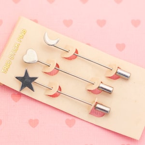 Vintage Heart Moon & Star Elegant Gold Tone Stick Pins - X13
